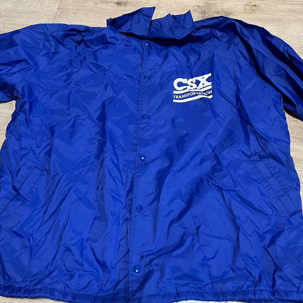 CSX Transportation Jacket Blue Nylon Windbreaker Taylor Jackets Vtg Railroad